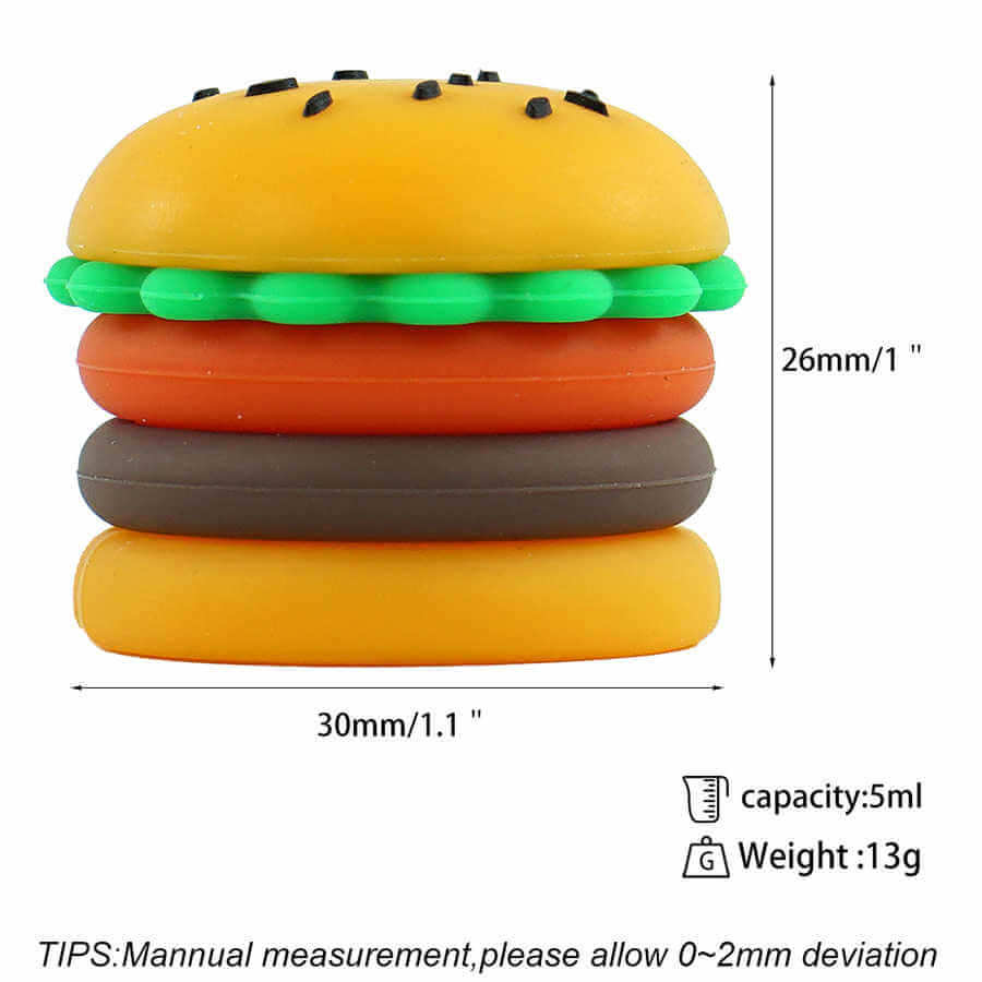 5ml silicone hamburger wax container bulk wholesale with size