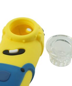 Minions Silicone pipe with glass bowl detail