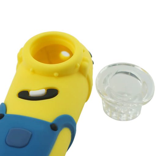 Minions Silicone pipe with glass bowl detail