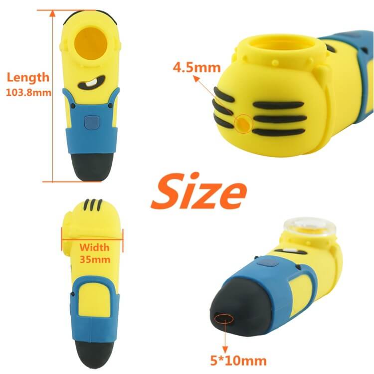 Minions Silicone pipe with glass bowl size guider