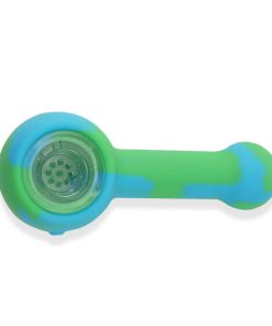 Silicone Hand pipe with glass bowl green color