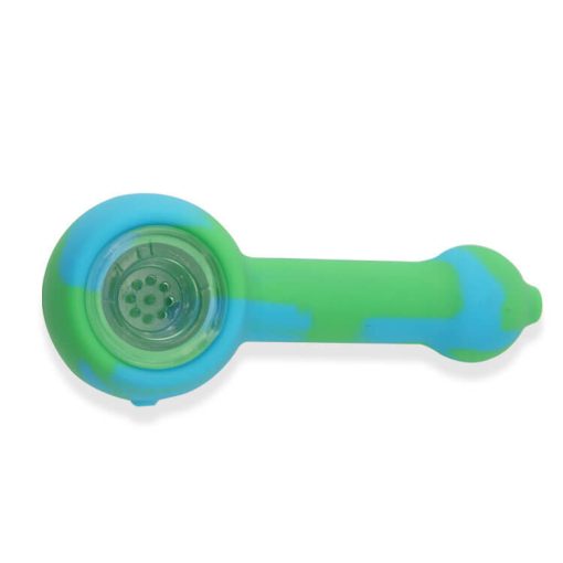 Silicone Hand pipe with glass bowl green color