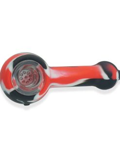 Silicone Hand pipe with glass bowl red and black color