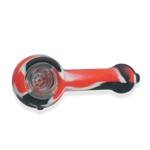 Silicone Hand pipe with glass bowl red and black color
