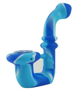Small silicone bong with glass bowl light blue color