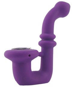 Small silicone bong with glass bowl purple color