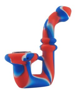 Small silicone bong with glass bowl red color
