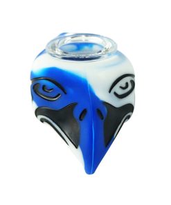 hawk design silicone pile with glass bowl blue color front