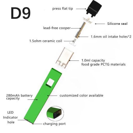 CBD Disposable Vape Device D9 Detail guider