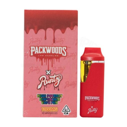 Packwoods X Runtz 1 Gram tank cartridge Disposable vape pen with packaging Wholesale 1000 mg capacity