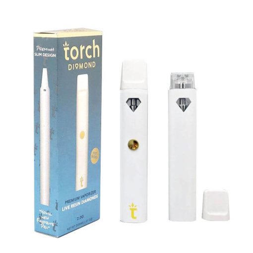 Torch diamonds 2 gram disposable vape pen and packaging Live Resin
